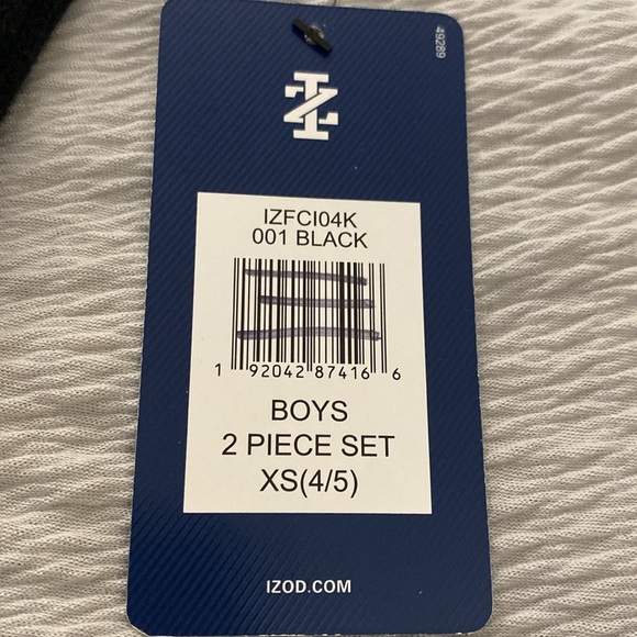 Izod Boys Sweater XS 4/5 Black 1/4 Zip Mock Neck Reindeer Fair Isle - Picture 8 of 11